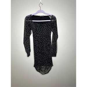 NWT Nasty Gal Spot Right There Mesh Mini Dress Black Polka Dots Size 8